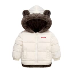 2-6Y Boys Jacket Autumn Winter Solid Color Lamb Fleece Lining Plush Thick Warm Hooded Zipper Coats Girls Cotton Casual Outwear