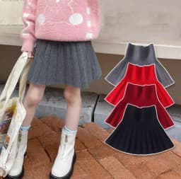 Kids Skirt Girls' Pleated Skirt Solid Sweet Pink Beach Skirt Black Cute Mini Skirt Slim Fit Baby Princess Skirt 2-12 Years
