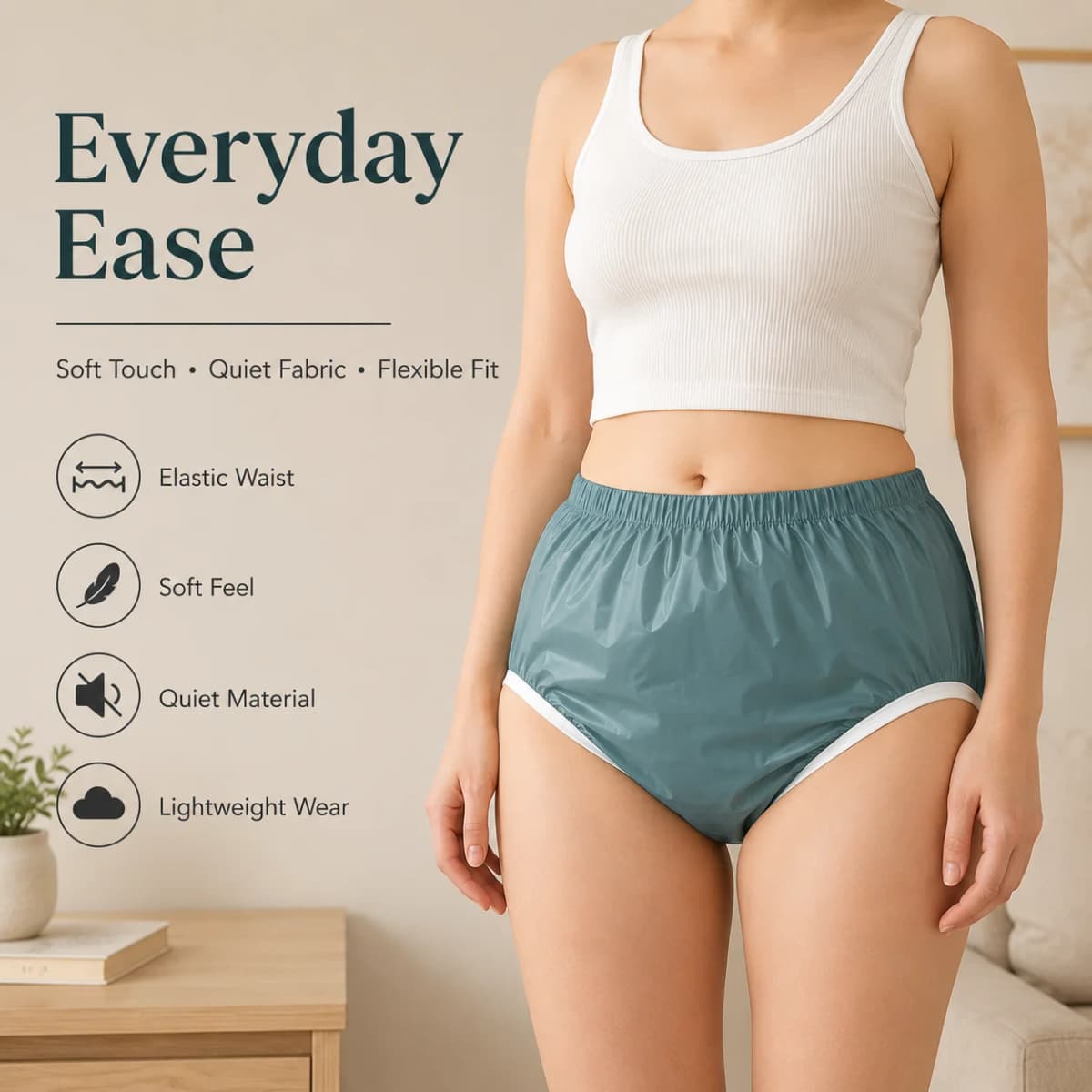 1Piece Hot Soft Silent Reusable Washable Adult Household Protective Underpants Adjustable Flexible Elastic Waistband For Body