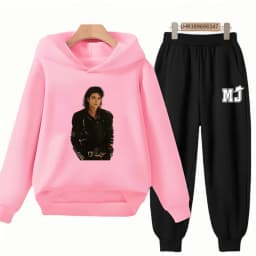 Children's Hoodie+Pants Suit Black 3-12 Years Girl Sweatshirt Sets Boys Pants Suits Michael Jackson Printing Autumn Clothing
