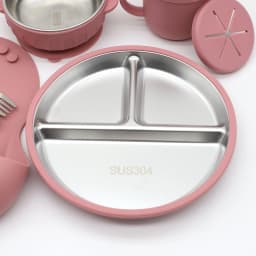 Silicone Stainless Steel Tableware 7-Piece Set, Bib, Plate, Bowl, Stainless Steel Spoon, Fork, Multifunctional Water Cup Set