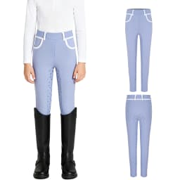 Kids Boys Girls Equestrian Training Performance Pants Horse Riding Trousers Anti-slip Full Seat Breeches Leggings with Pockets