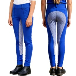 Kids Boys Girls Equestrian Training Performance Pants Horse Riding Trousers Anti-slip Full Seat Breeches Leggings with Pockets