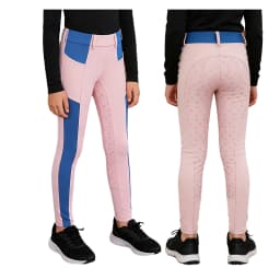 Kids Boys Girls Equestrian Training Performance Pants Horse Riding Trousers Anti-slip Full Seat Breeches Leggings with Pockets