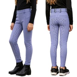 Kids Boys Girls Equestrian Training Performance Pants Horse Riding Trousers Anti-slip Full Seat Breeches Leggings with Pockets