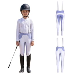 Kids Boys Girls Equestrian Training Performance Pants Horse Riding Trousers Anti-slip Full Seat Breeches Leggings with Pockets