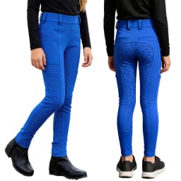 Kids Boys Girls Equestrian Training Performance Pants Horse Riding Trousers Anti-slip Full Seat Breeches Leggings with Pockets