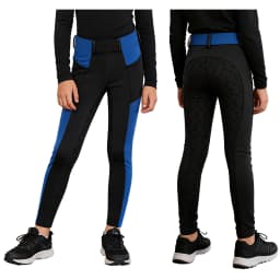 Kids Boys Girls Equestrian Training Performance Pants Horse Riding Trousers Anti-slip Full Seat Breeches Leggings with Pockets