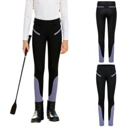 Kids Boys Girls Equestrian Training Performance Pants Horse Riding Trousers Anti-slip Full Seat Breeches Leggings with Pockets