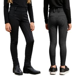 Kids Boys Girls Equestrian Training Performance Pants Horse Riding Trousers Anti-slip Full Seat Breeches Leggings with Pockets