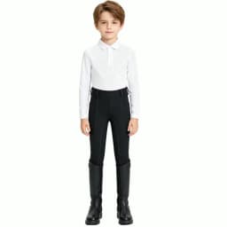 Kids Boys Girls Equestrian Training Performance Pants Horse Riding Trousers Anti-slip Full Seat Breeches Leggings with Pockets