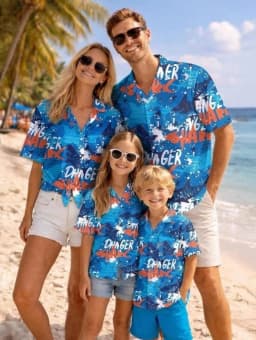 Summer Men's Family Wear Hawaiian Style Shirt Summer Coconut Tree Graphics Short Sleeve Shirt Vacation Parent-Child Gift Shirt