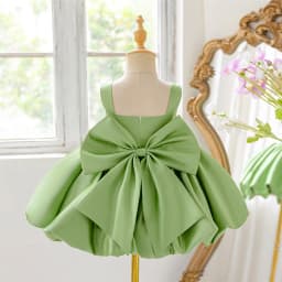 Girl Bow Ball Gown Pageant Newborn Host Formal Toddler First Birthday Cocktail Party Princess Baptism Frock