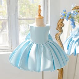 Girl Bow Ball Gown Pageant Newborn Host Formal Toddler First Birthday Cocktail Party Princess Baptism Frock
