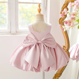 Girl Bow Ball Gown Pageant Newborn Host Formal Toddler First Birthday Cocktail Party Princess Baptism Frock