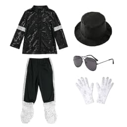 Boys Celebrity Cosplay Costume Set Sequin Jacket Pants With Accessories Kids Carnival Birthday Hip Hop Performance Outfit