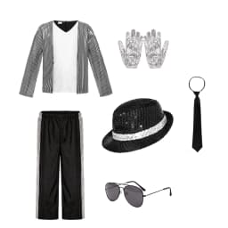 Boys Celebrity Cosplay Costume Set Sequin Jacket Pants With Accessories Kids Carnival Birthday Hip Hop Performance Outfit