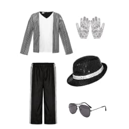Boys Celebrity Cosplay Costume Set Sequin Jacket Pants With Accessories Kids Carnival Birthday Hip Hop Performance Outfit