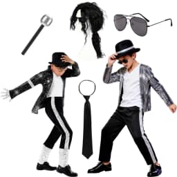 Boys Celebrity Cosplay Costume Set Sequin Jacket Pants With Accessories Kids Carnival Birthday Hip Hop Performance Outfit