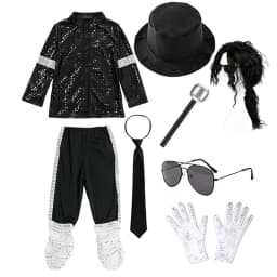 Boys Celebrity Cosplay Costume Set Sequin Jacket Pants With Accessories Kids Carnival Birthday Hip Hop Performance Outfit