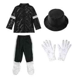 Boys Celebrity Cosplay Costume Set Sequin Jacket Pants With Accessories Kids Carnival Birthday Hip Hop Performance Outfit