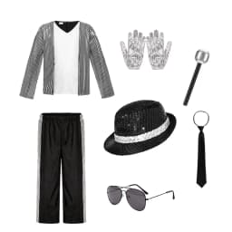 Boys Celebrity Cosplay Costume Set Sequin Jacket Pants With Accessories Kids Carnival Birthday Hip Hop Performance Outfit