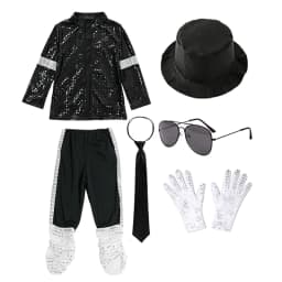 Boys Celebrity Cosplay Costume Set Sequin Jacket Pants With Accessories Kids Carnival Birthday Hip Hop Performance Outfit