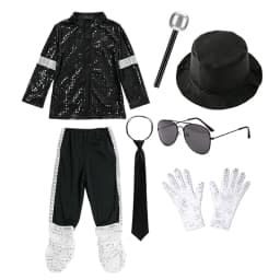 Boys Celebrity Cosplay Costume Set Sequin Jacket Pants With Accessories Kids Carnival Birthday Hip Hop Performance Outfit