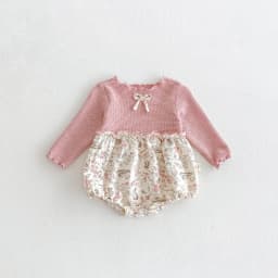 Autumn Baby Girl Long-Sleeved Triangular One-Piece Dress With Patchwork Printed Climbing Suit