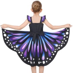 Girls Dress Purple Butterfly Wing Fairy Halloween Costume Princess Party