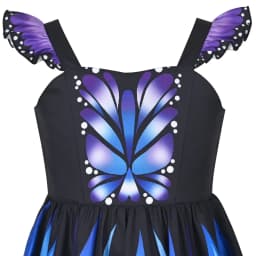 Girls Dress Purple Butterfly Wing Fairy Halloween Costume Princess Party