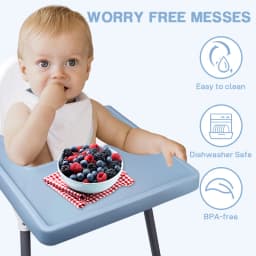 Full-coverage silicone placemat for IKEA high chairs—dishwasher-safe, BPA-free, designed for toddlers learning to feed themselve