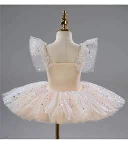 Romantic Kids Ballet Tutu Dress Girl's Dance Skirt Gold Sequin Ballet Skirt Performance Clothing Children Long Princess Dress