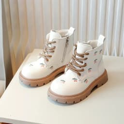 Girl's Ankle Boot Sweet Fashion Embroider Children Spring Autumn Leather Boots Causal Versatile Kid Princess Shorts Single Boots