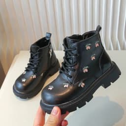 Girl's Ankle Boot Sweet Fashion Embroider Children Spring Autumn Leather Boots Causal Versatile Kid Princess Shorts Single Boots