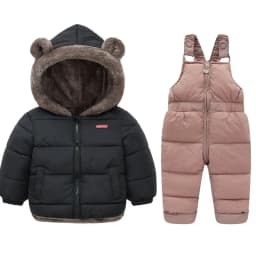 Children Winter Clothing Sets Baby Lamb Fleece Coats+Down Pants 2Pcs Boys Girls Thicken Warm Casual Hooded Clothing Outfits