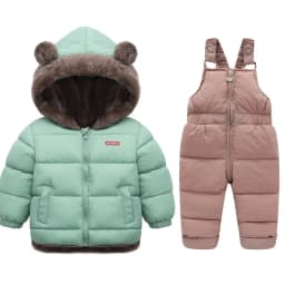 Children Winter Clothing Sets Baby Lamb Fleece Coats+Down Pants 2Pcs Boys Girls Thicken Warm Casual Hooded Clothing Outfits