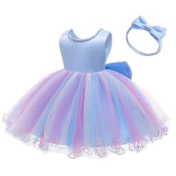 Baby Dresses Girl 1st Birthday Party Backless Embroidery Elegant Big Bow Wedding White Tutu Gown Girls Christening Costume