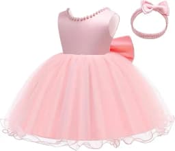 Baby Dresses Girl 1st Birthday Party Backless Embroidery Elegant Big Bow Wedding White Tutu Gown Girls Christening Costume