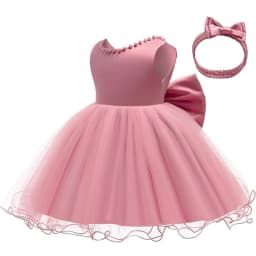 Baby Dresses Girl 1st Birthday Party Backless Embroidery Elegant Big Bow Wedding White Tutu Gown Girls Christening Costume