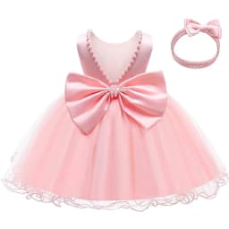Baby Dresses Girl 1st Birthday Party Backless Embroidery Elegant Big Bow Wedding White Tutu Gown Girls Christening Costume