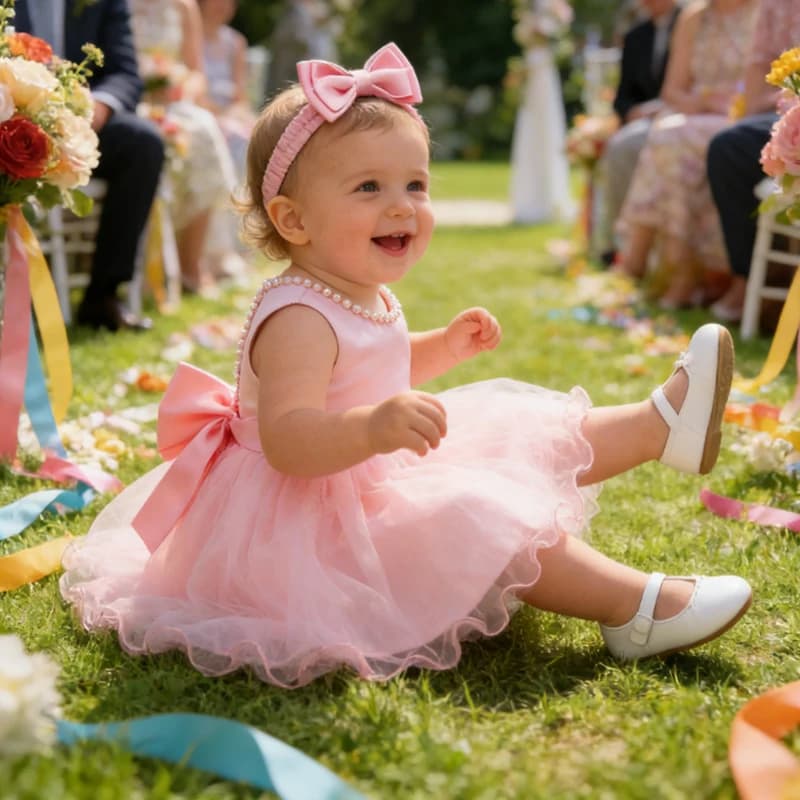 Baby Dresses Girl 1st Birthday Party Backless Embroidery Elegant Big Bow Wedding White Tutu Gown Girls Christening Costume