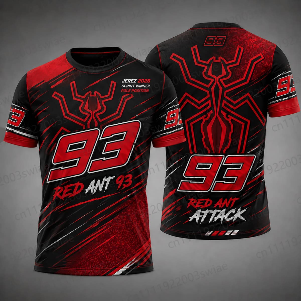 2026 New Summer Men 93 Red Ant Moto Racing Factory Team AI Design Jersey Short Sleeve T Shirt Fan Adult/Kids Top