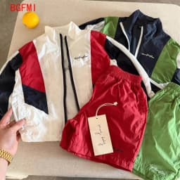 2-11Y Children's Set 2026 Summer Boys Girls Patchwork Sunscreen Coat Baby Long Sleeves Sports Top and Casual Quick Drying Shorts
