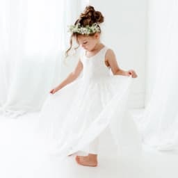 Girl Family Set Princess Dress White Lace Long Dress Wedding Flower Children Open Back Wedding Dress Girl Elegant Evening Dress