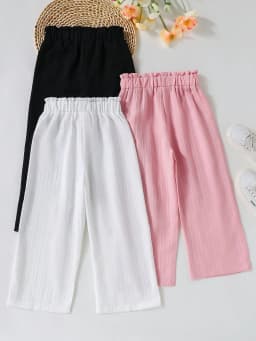 3-Piece Set: A collection of casual, comfortable wide-leg pants designed exclusively for girls—perfectly suited for stylish spri