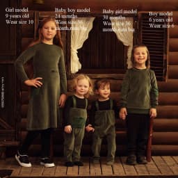 Velour Set with Polar Fleece Pocket Family Clothing Dress Top and Romper Overall Suspender Children Green Elegant Bust Shrink