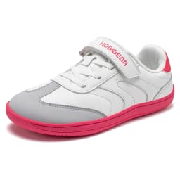 HOBIBEAR Big Kids Barefoot Shoe Wide Toe Hook Loop Sneaker Artificial Leather Non-Slip Zero Drop Lightweight Comfort Shoe