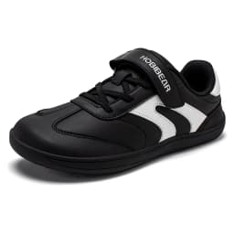HOBIBEAR Big Kids Barefoot Shoe Wide Toe Hook Loop Sneaker Artificial Leather Non-Slip Zero Drop Lightweight Comfort Shoe