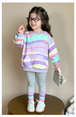Baby Girls Rainbow Striped Spring Autumn Sport Causal Clothing Sets Children Kids Hoody T Shirt Pants Clothes for 2 to 8 years